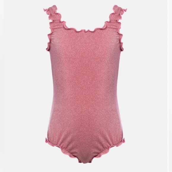 MC2 SAINT BARTH KIDS Clio Lurex One Piece Swimsuit NWT Girls Pink Frill Ruffle - Picture 3 of 8